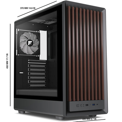 FOIFKIN M1 Gaming PC Gehäuse - Walnuss, 4 ARGB-Lüfter, Schwarz