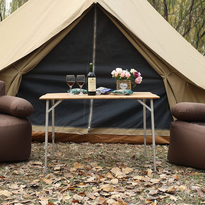 KingCamp Campingtisch Bambus Klapptisch höhenverstellbar – 100x65cm