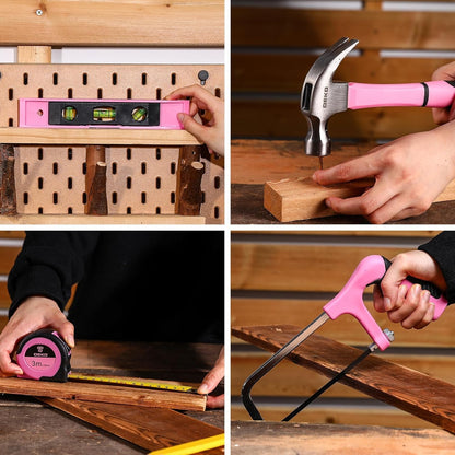 DEKO Werkzeugkoffer 186-teilig mit Akku-Bohrschrauber 20 V rosa