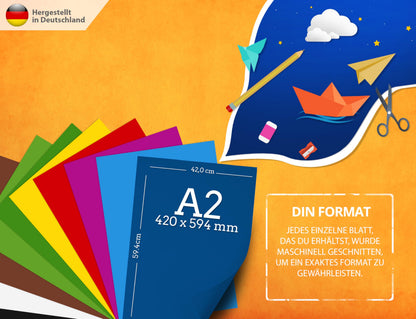 ELES VIDA Fotokarton DIN A2 bunt, 300 g/m², 50 Blatt, 10 Farben