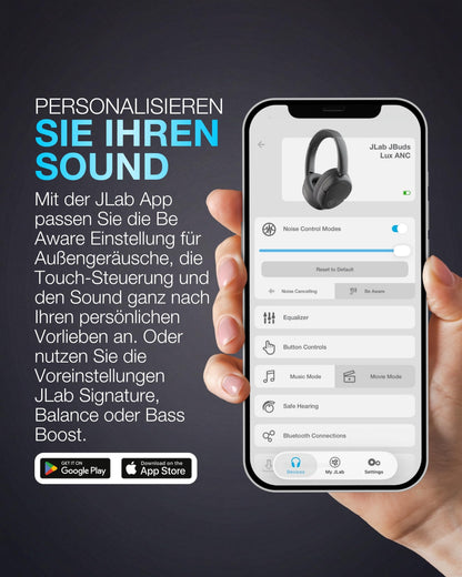 JLab JBuds LUX ANC Noise Cancelling Over-Ear-Kopfhörer, Graphit
