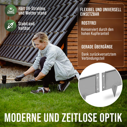 GREEN Spark Cortenstahl Rasenkante – 10x 1m Schneckenschutz