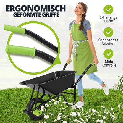 Juskys Garden 100L Schubkarre - verzinkt, Luftreifen Schwarz
