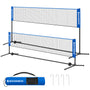 SONGMICS Badmintonnetz Volleyballnetz 5 m höhenverstellbar blau, mit Standstangen und Tragetasche
