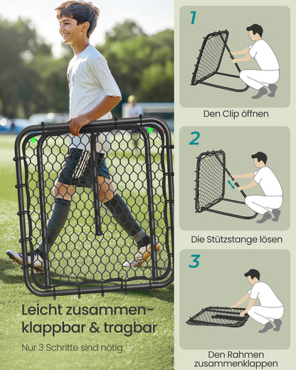 SONGMICS Fussball-Rebounder für Kinder, winkelverstellbar, schwarz