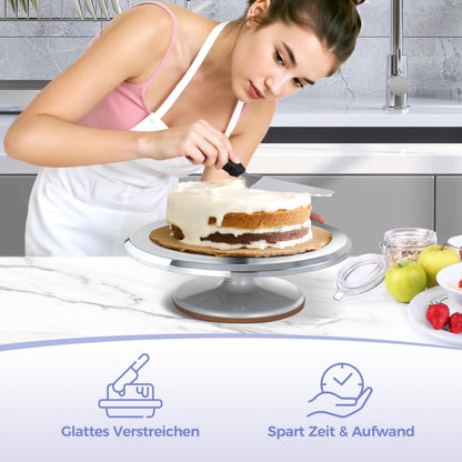 Ohuhu Drehteller Torte 30 cm, drehbare Tortenplatte aus Aluminium
