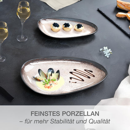 Moritz & Moritz VIDA Servierteller Set Beige, 2er-Set Porzellan