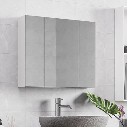 Yaheetech Spiegelschrank Badezimmer 3 Spiegeltüren Weiss 70.5x60.5 cm