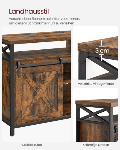 VASAGLE TV-Schrank Lowboard vintagebraun-schwarz LTV071B01