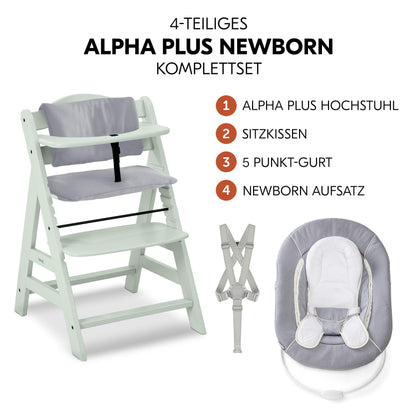 hauck Alpha+ Newborn Set Babyhochstuhl 2in1 Bouncer - Mint