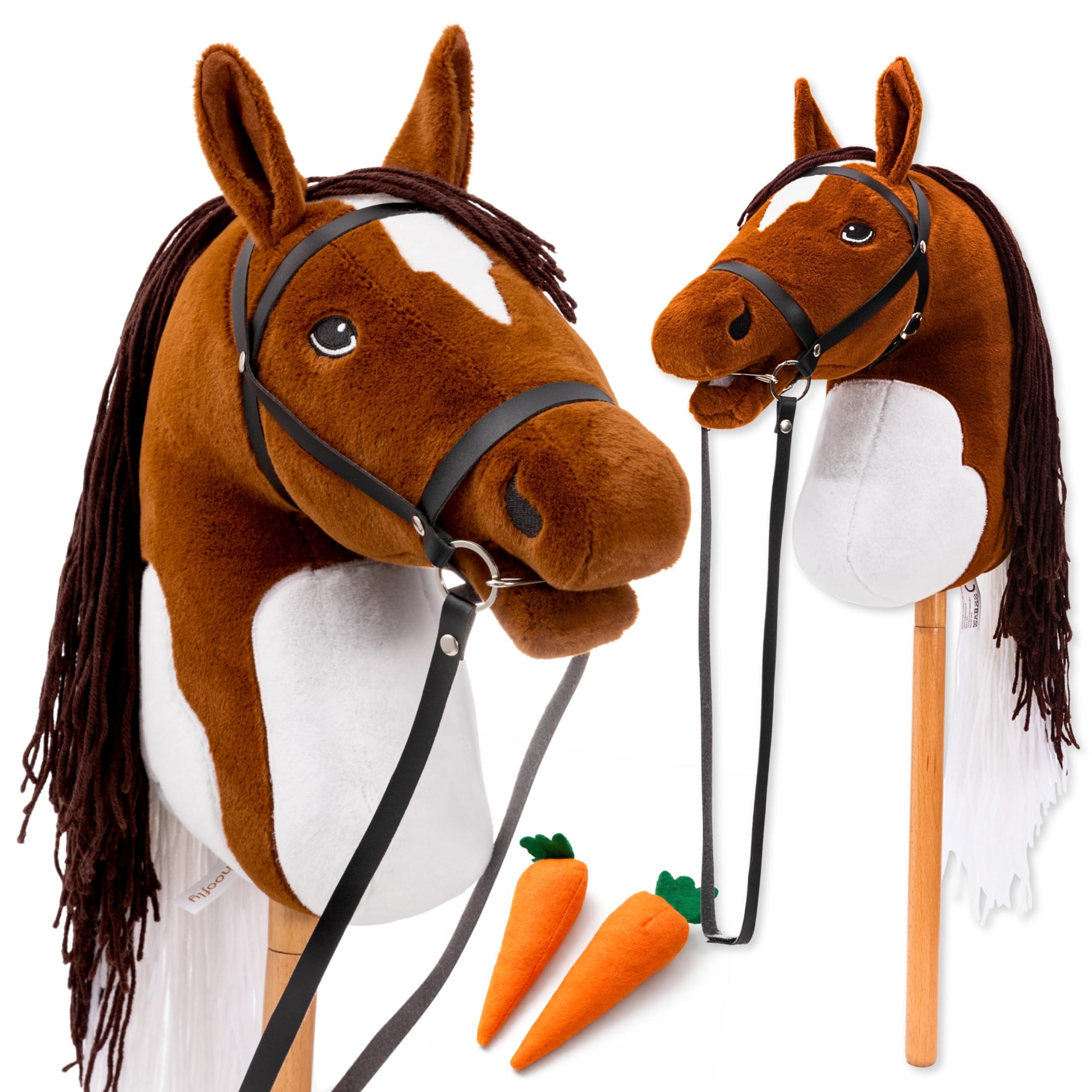 Hoofly Hobby Horse Steckenpferd A3 mit Trense und Schraubstab, Braun