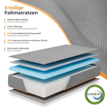 Vesgantti Klappmatratze Gästematratze – Gel Schaumstoff 140x195cm