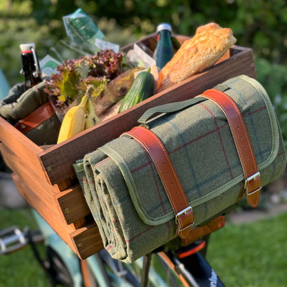 UNUS Fahrradkiste aus Holz mit Picknickdecke und Flaschenhalter