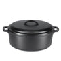 Amazon Basics Schmortopf aus eingebranntem Gusseisen 6,62 l schwarz, rund, mit zwei Griffen
