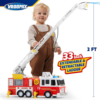 JOYIN Feuerwehrauto-Spielzeug mit 83 cm Leiter, Licht und Sound