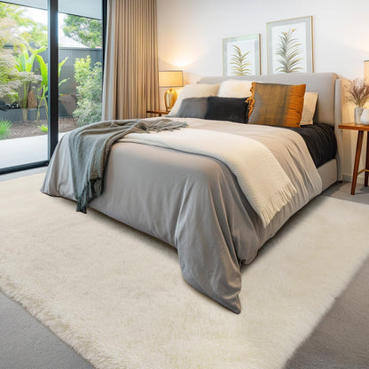 Sour Lemon Hochflor Teppich – Creme Wohnzimmer, 160x230 cm