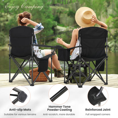 HIGH POINT SPORTS Campingstuhl XXL faltbar 2er Set bis 200 kg schwarz