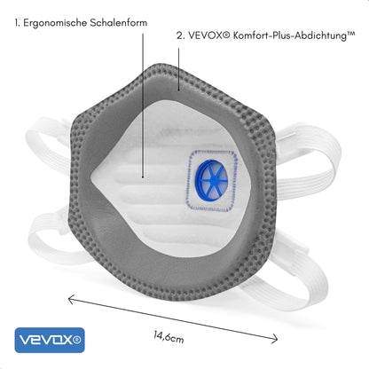 VEVOX FFP3 Atemschutzmaske mit Ventil – 5er, 10er oder 20er Set