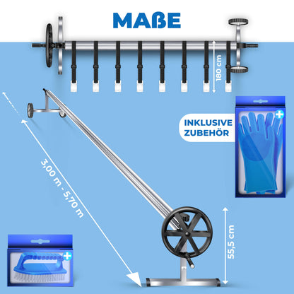 KESSER Pool Premium Aufrollsystem 3-5.7m – mit Rädern für Solarplane