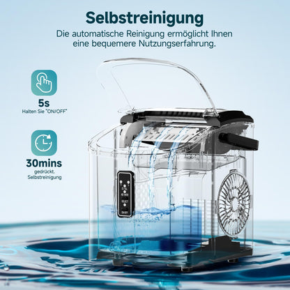 EUHOMY Eiswürfelmaschine Klein, 12 kg/Tag, 2 Würfelgrössen, tragbar