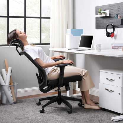 SONGMICS Bürostuhl Netzbespannung Ergonomisch Grau OBN55BG