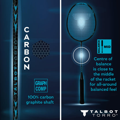 Talbot Torro Badminton Set Professional mit 2 Carbon-Schlägern