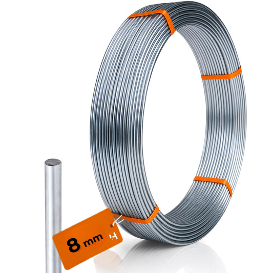 HausHeld® 45m Runddraht AlMgSi 8mm Erdungs-/Blitzschutz. Silberner 8mm Runddraht für Erdungs- und Blitzschutz.
