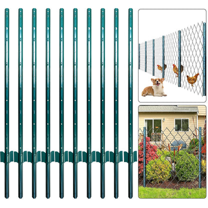 Thealyn U-Pfosten Set 10 Stück 121 cm Zaunpfosten aus verzinktem Stahl, U-Form für Gartenzäune und Tiergehege