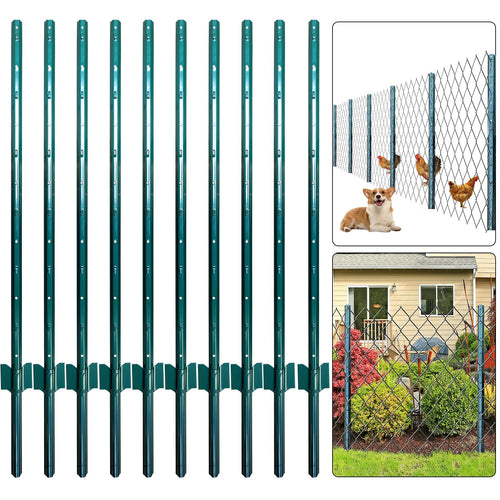 Thealyn U-Pfosten Set 10 Stück 121 cm Zaunpfosten aus verzinktem Stahl, U-Form für Gartenzäune und Tiergehege