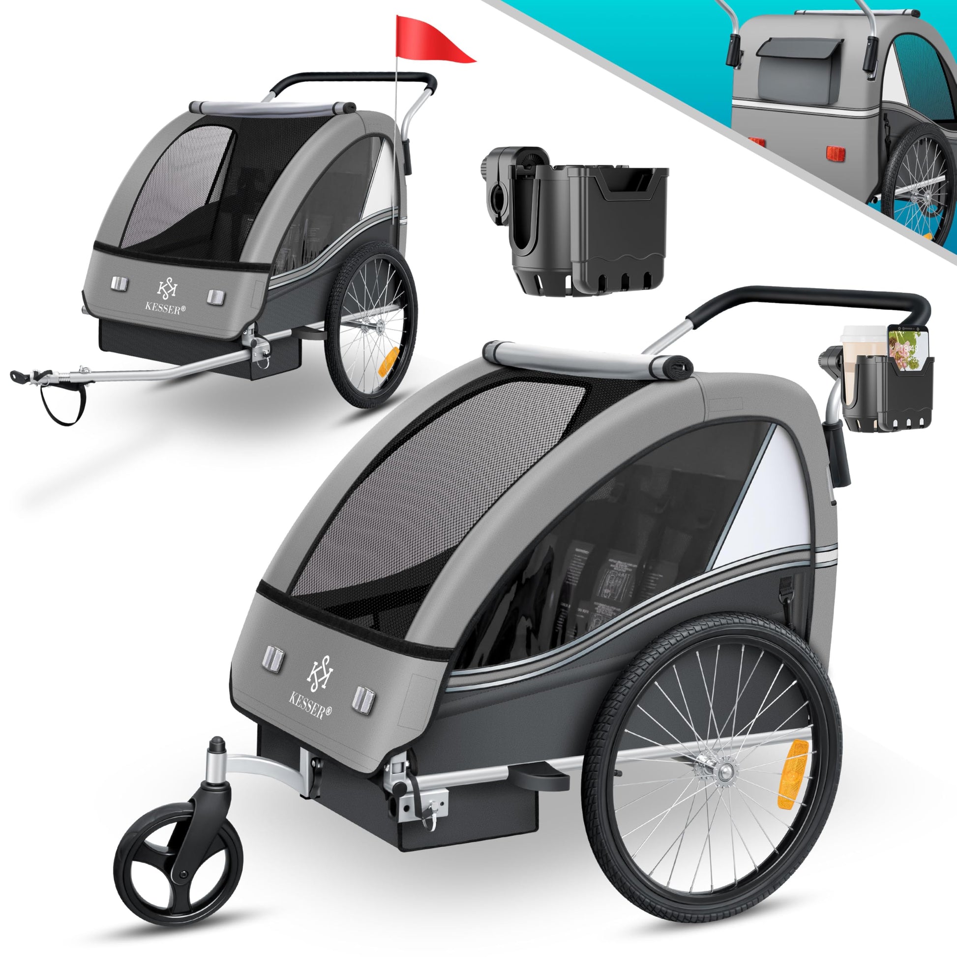 2-in-1 Kinderanhänger Velo & Jogger – Sicher & Komfortabel –