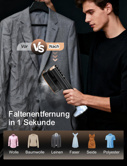 Sundu Dampfglätter 2-in-1 Reisebügeleisen mit LED-Display, schwarz