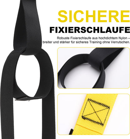 PEMEME Schlingentrainer Set für Ganzkörpertraining mit Türanker, Gelb