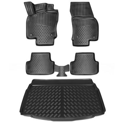 ELMASLINE VW T-ROC 3D Gummimatten & Kofferraumwanne Set – Unterer Ladeboden