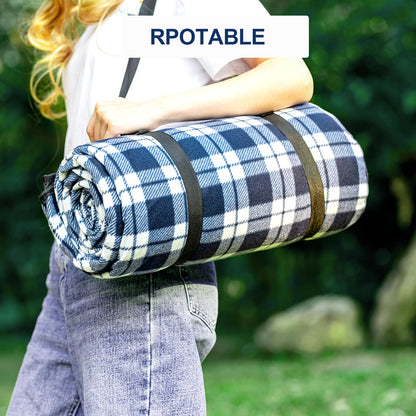 HUTHIM Picknickdecke 300x300 cm, wasserdicht, faltbar, blau-weiss