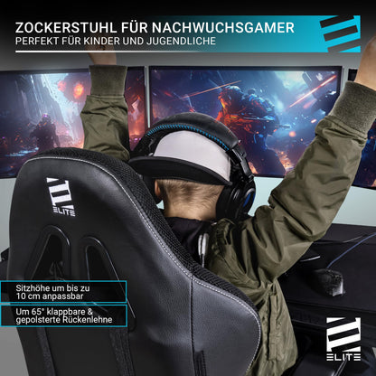 ELITE Pulse Gaming Stuhl Kinder Kunstleder Schwarz/Blau