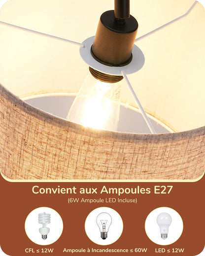 EDISHINE Bogenlampe Stehleuchte - 161cm Schwarz Beige