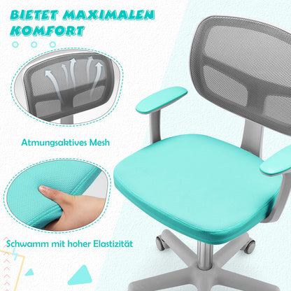 COSTWAY Drehbarer Kinderschreibtischstuhl Jugendstuhl - Türkis