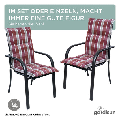 gardisun Niedriglehner Gartenstuhlauflagen - 8er Set Rot kariert Pastell