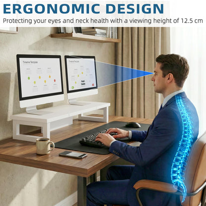 OYRREU Monitorerhöhung Schreibtisch für 2 Monitore, 91 x 26 cm, Weiss