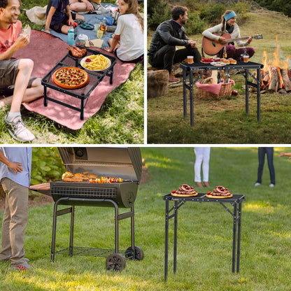 Anbte Campingtisch klappbar, 58x40 cm, höhenverstellbar, schwarz