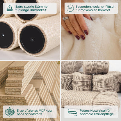 HAPPYPET Cooper Kratzbaum stabil - grosse Katzen 150cm Creme