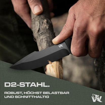 ODENWOLF W3 Outdoor Messer feststehend D2 Stahl - Schwarz