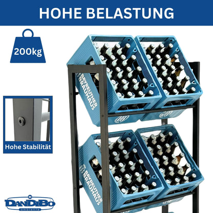 DanDiBo Getränkekistenregal – 6 Kisten, Schwarz, 71cm, 96563