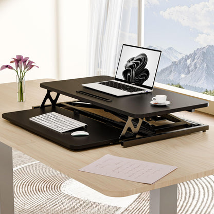 ERGOMAKER Stehpultaufsatz Sitz-Steh - 80x40 cm Schwarz