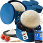 Inselkrone Pizzaballenbox mit Deckel, 6er Set, Silikon, blau, Ø 14 cm – stapelbare Teigboxen mit atmungsaktivem Deckel