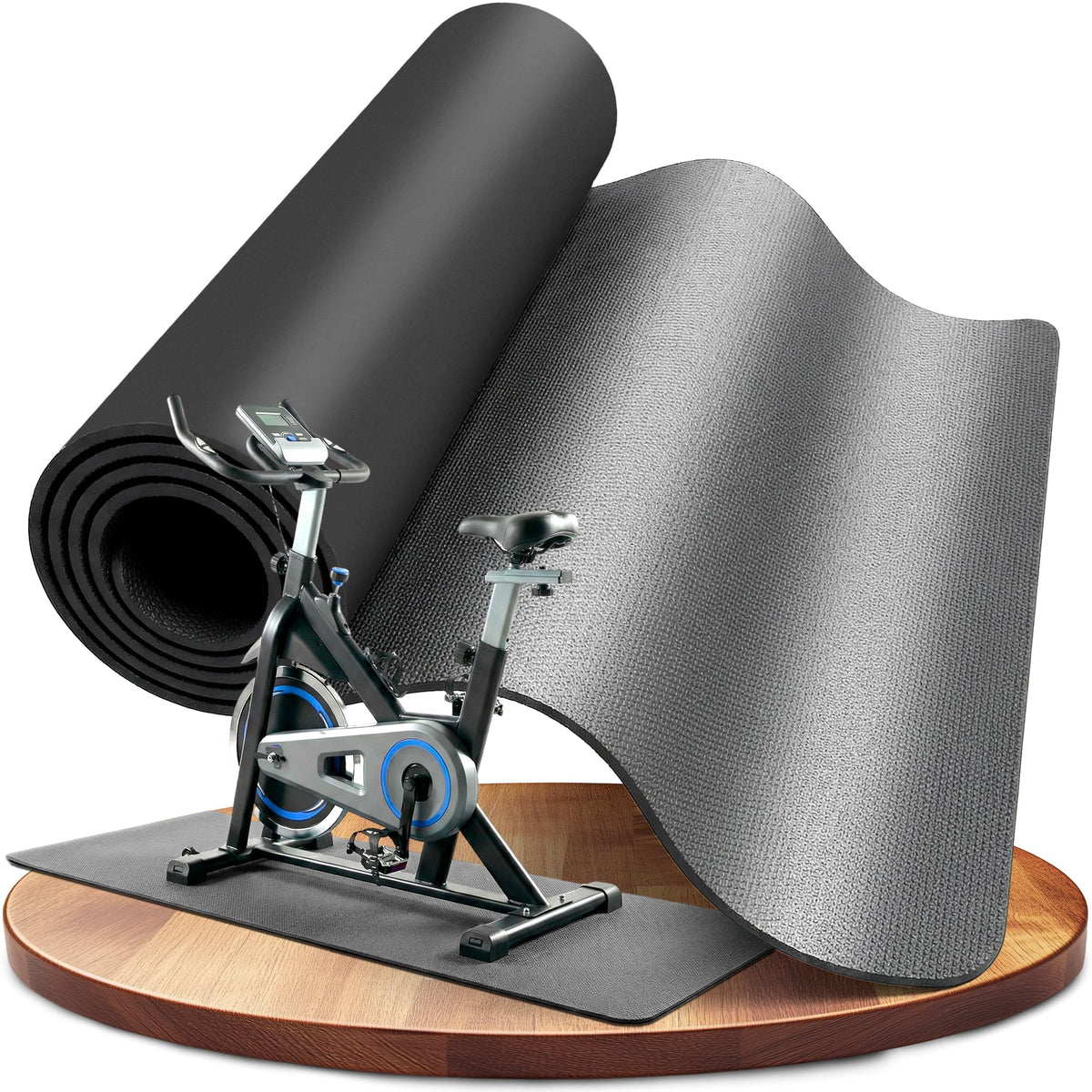 LILENO SPORTS Bodenschutzmatte Fitness 90x200 cm, 8 mm, rutschfest als Unterlage für Crosstrainer und Laufband