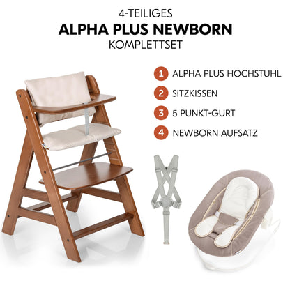 hauck Alpha+ Newborn Set 2in1 Bouncer Babyhochstuhl - Walnuss