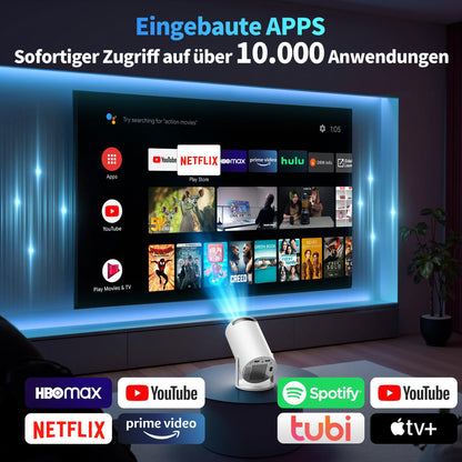 Mini 2026 Modell 4K Beamer Projektor - Android WLAN Weiss