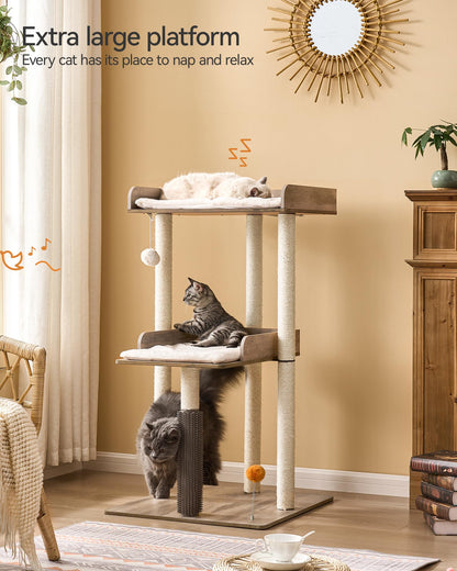 FourFurPets Katzenbaum 111 cm, Katzenturm für grosse Katzen, Greige