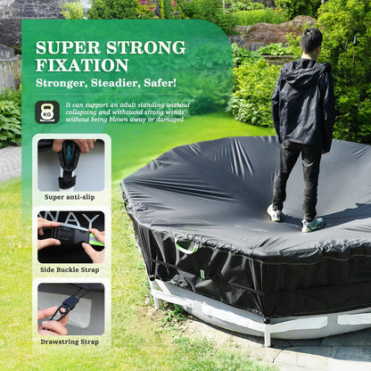 UIRWAY Poolabdeckung Rund 488 cm, 500D Abdeckplane mit UV-Schutz